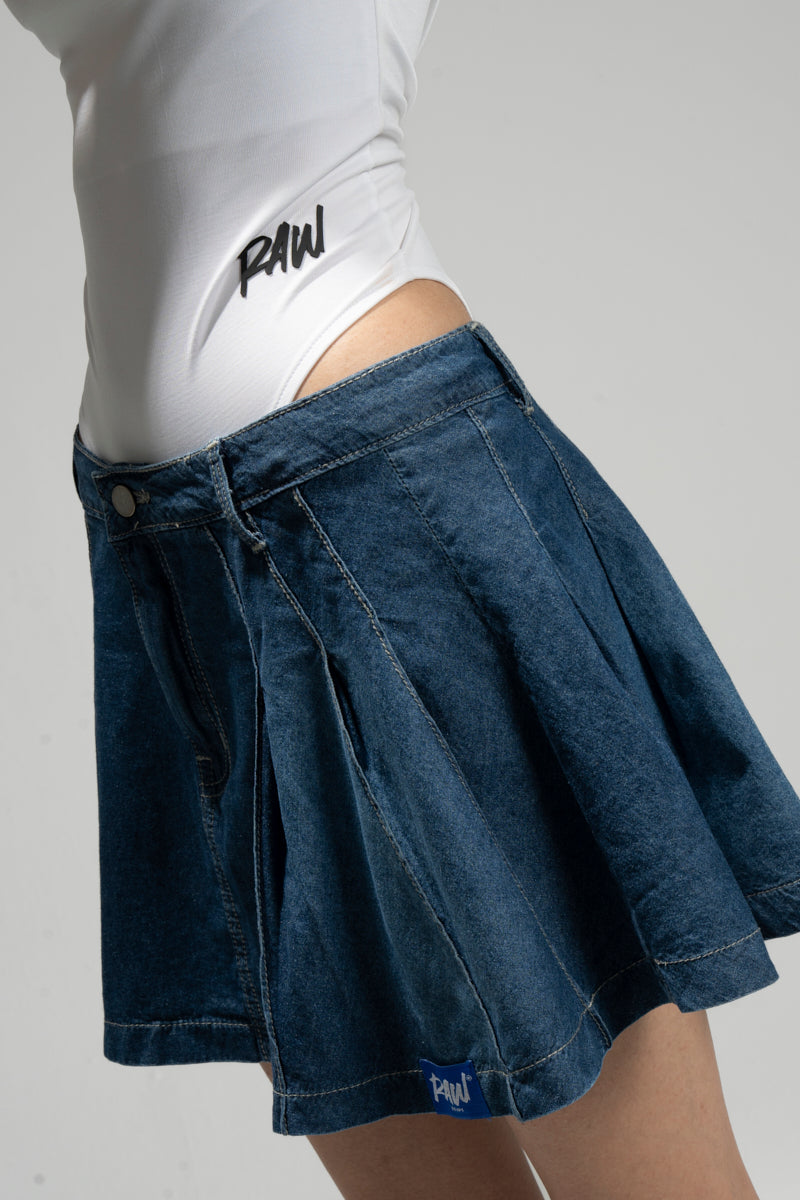 BLUEY INDIGO PLEATED SKIRT